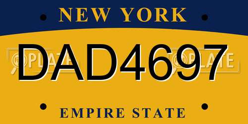 DAD4697 New York License Plate