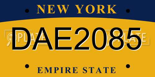 DAE2085 New York License Plate