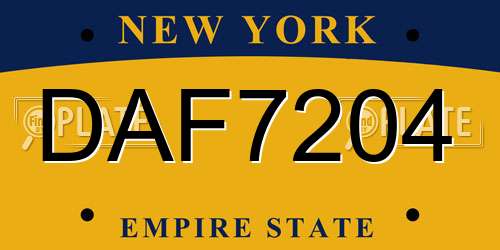 DAF7204 New York License Plate
