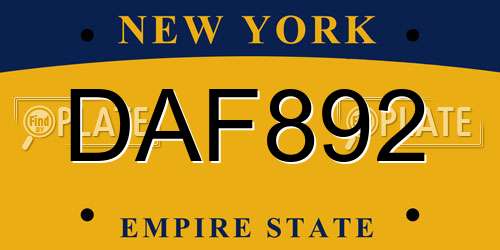 DAF892 New York License Plate