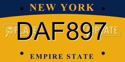 DAF897 New York License Plate