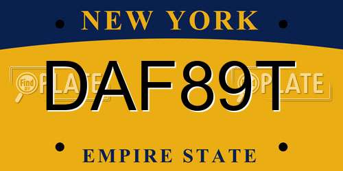 DAF89T New York License Plate