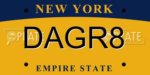 DAGR8 New York License Plate