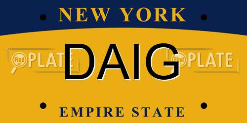 DAIG New York License Plate