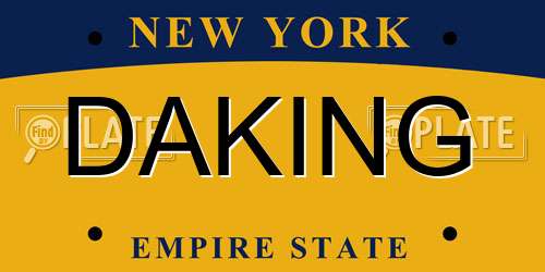 DAKING New York License Plate