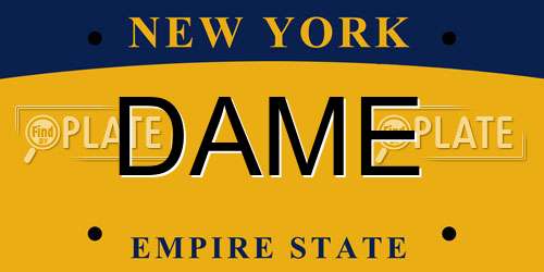 DAME New York License Plate