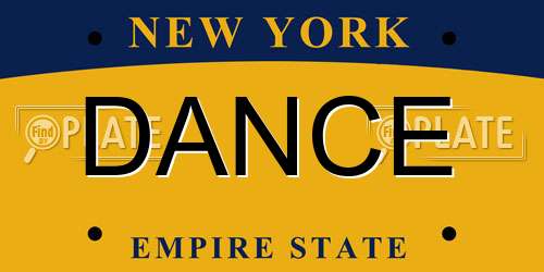 DANCE New York License Plate
