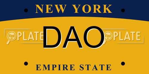 DAO New York License Plate