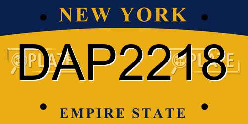 DAP2218 New York License Plate