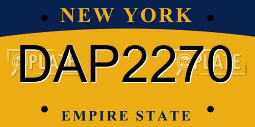 DAP2270 New York License Plate