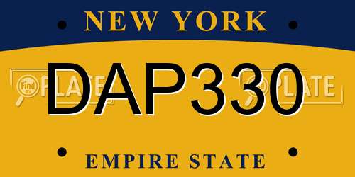 DAP330 New York License Plate