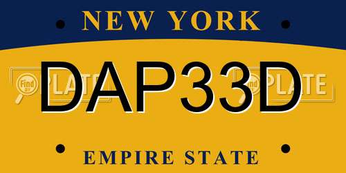 DAP33D New York License Plate