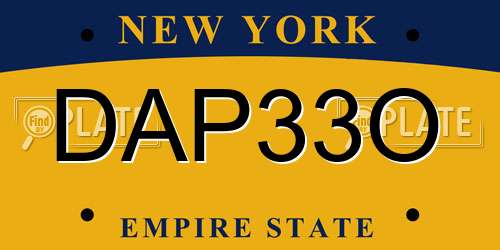 DAP33O New York License Plate