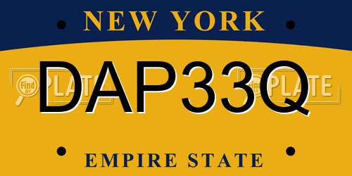DAP33Q New York License Plate