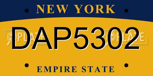DAP5302 New York License Plate