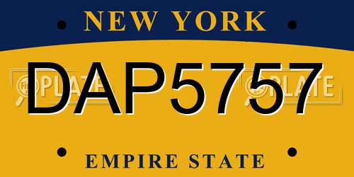 DAP5757 New York License Plate