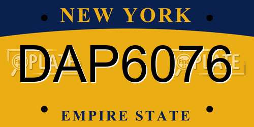 DAP6076 New York License Plate