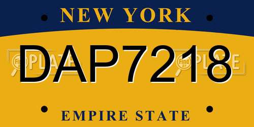 DAP7218 New York License Plate