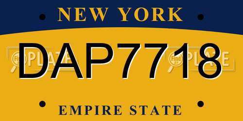 DAP7718 New York License Plate