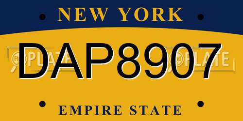 DAP8907 New York License Plate