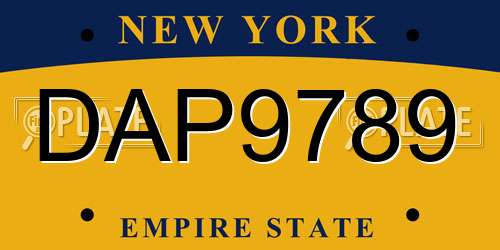 DAP9789 New York License Plate