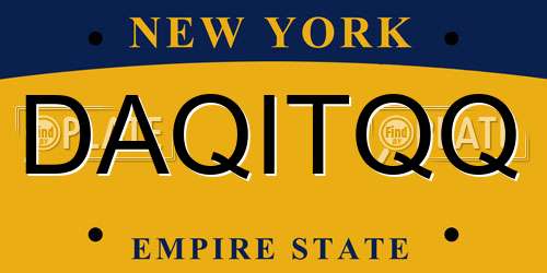 DAQITQQ New York License Plate