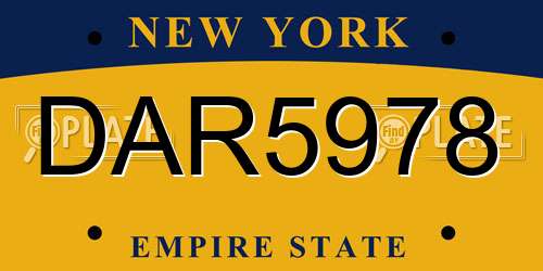 DAR5978 New York License Plate