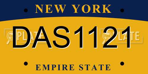DAS1121 New York License Plate