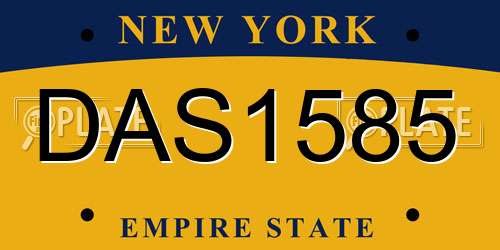 DAS1585 New York License Plate