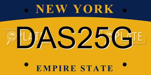 DAS25G New York License Plate