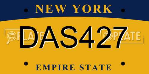 DAS427 New York License Plate