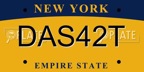 DAS42T New York License Plate