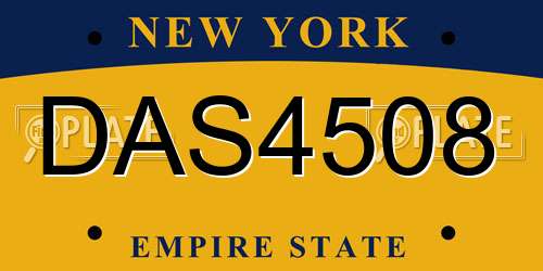 DAS4508 New York License Plate