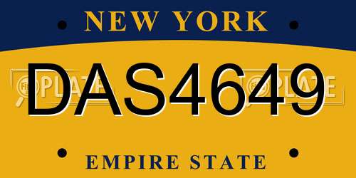 DAS4649 New York License Plate