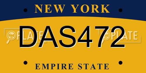DAS472 New York License Plate