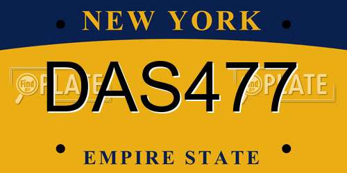 DAS477 New York License Plate