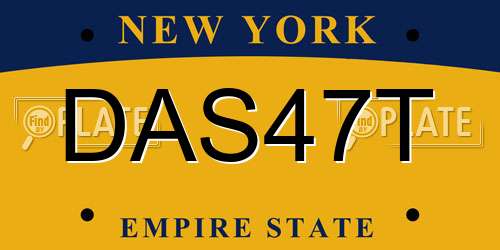 DAS47T New York License Plate