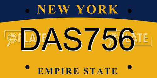 DAS756 New York License Plate