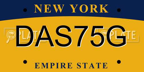 DAS75G New York License Plate