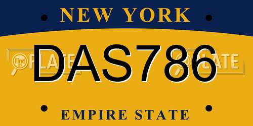 DAS786 New York License Plate