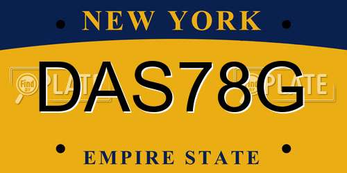 DAS78G New York License Plate