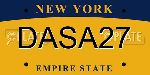 DASA27 New York License Plate