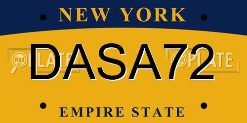 DASA72 New York License Plate