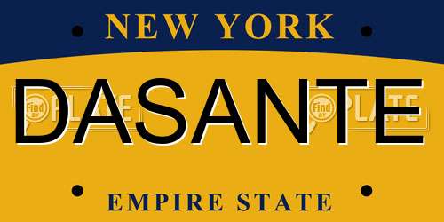 DASANTE New York License Plate