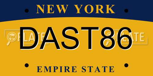 DAST86 New York License Plate