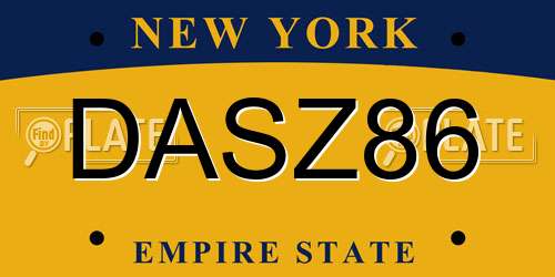 DASZ86 New York License Plate