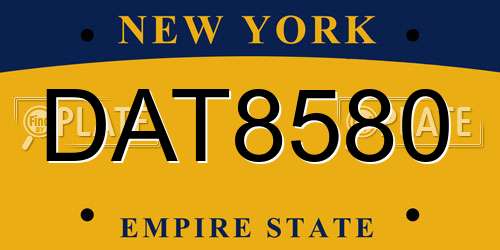 DAT8580 New York License Plate