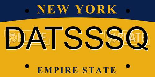 DATSSSQ New York License Plate