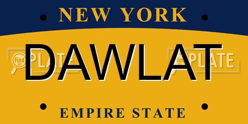 DAWLAT New York License Plate