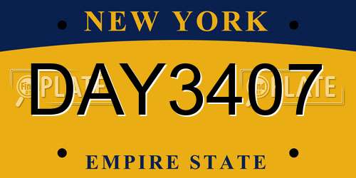 DAY3407 New York License Plate